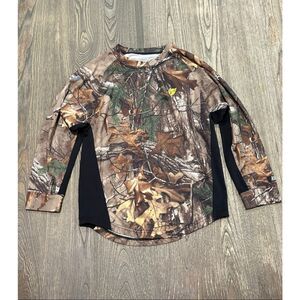 Scent Blocker Youth Boys Realtree Hunting Shirt Long Sleeve Camo Brown Size L